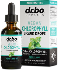 Front view of 2 oz chlorophyll liquid drops bottle