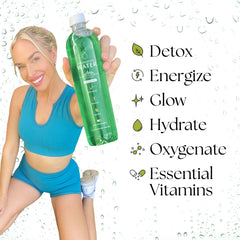 Visual of ingredients showing chlorophyll leaves, spearmint, and lemon