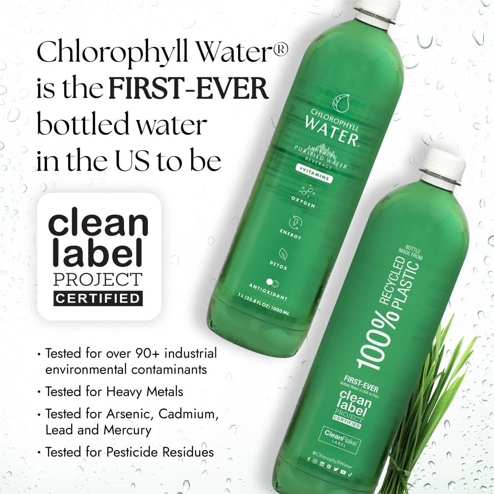 Liquid chlorophyll water with spearmint and lemon flavor visual