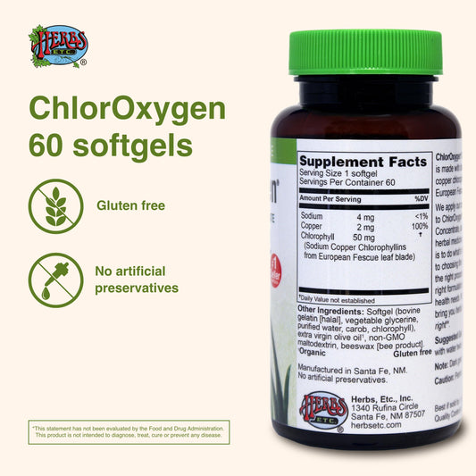 Close-up of ChlorOxygen softgel capsules