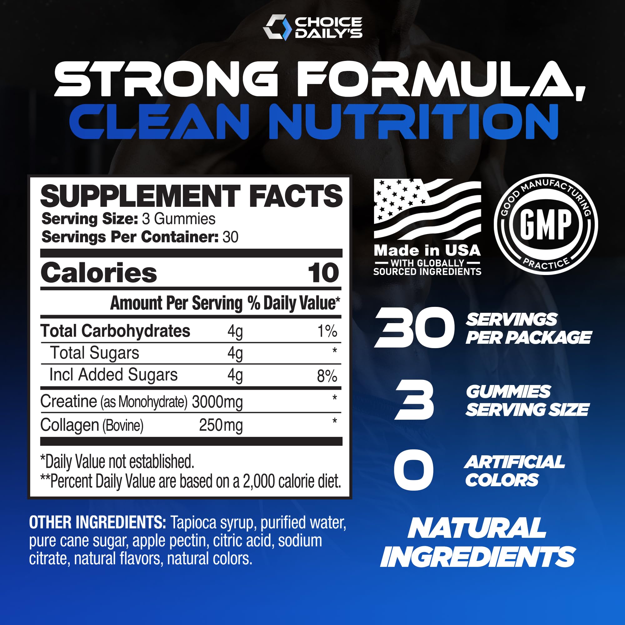 Nutrition information showing 30 servings per container
