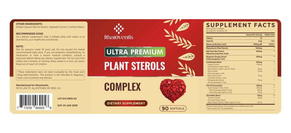 180-count bottle of cholesterol supplement softgels
