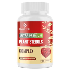Close-up of advanced absorption formula ingredients: plant sterols, red yeast rice, bergamot