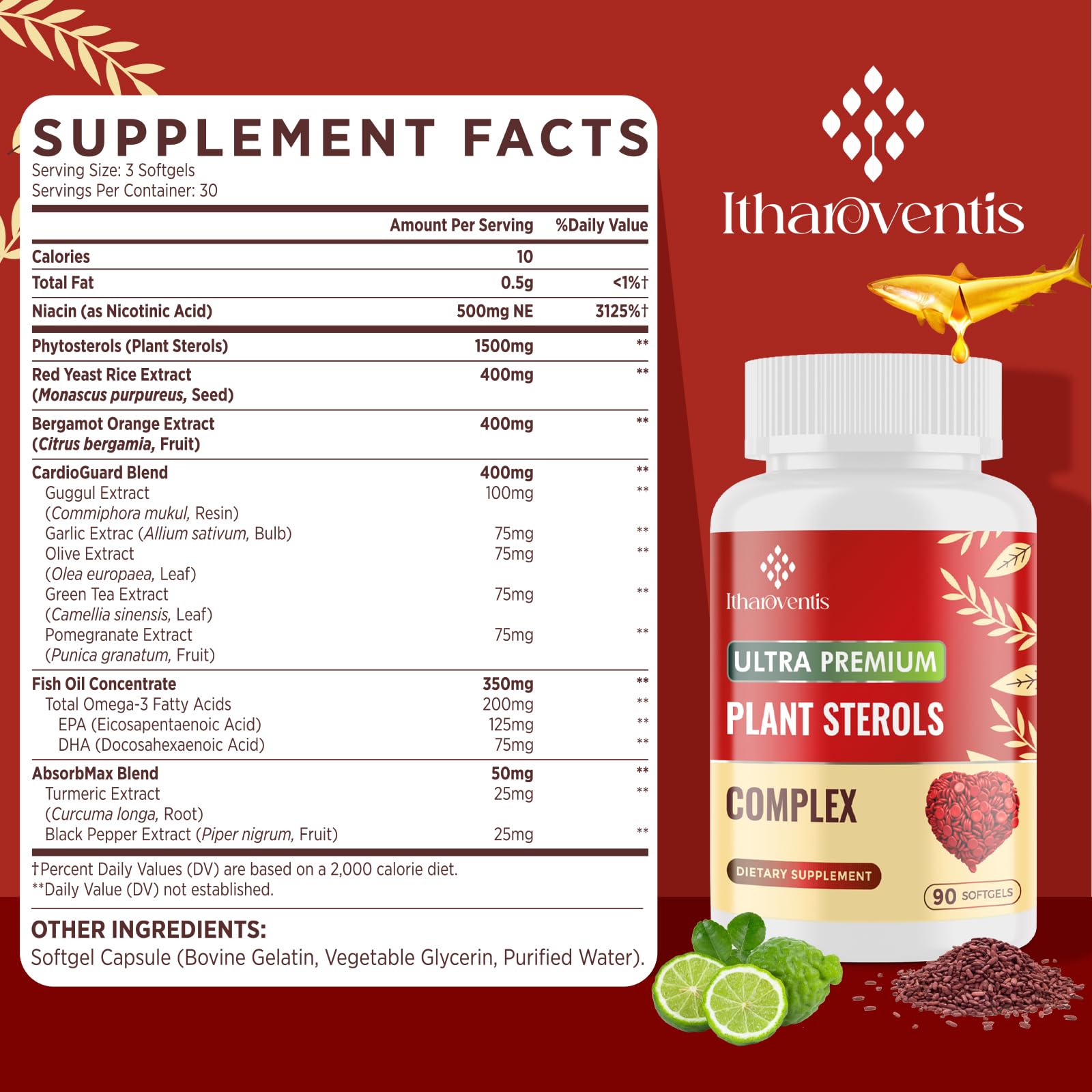 High-potency omega-3 fish oil softgels with EPA and DHA