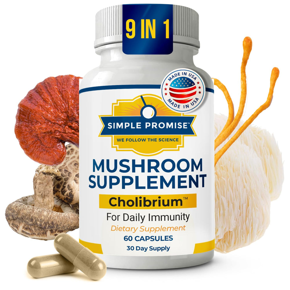 Cholibrium 9-in-1 Mushroom Complex bottle with capsules