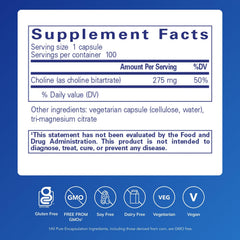 Choline bitartrate 275 mg capsule for brain health