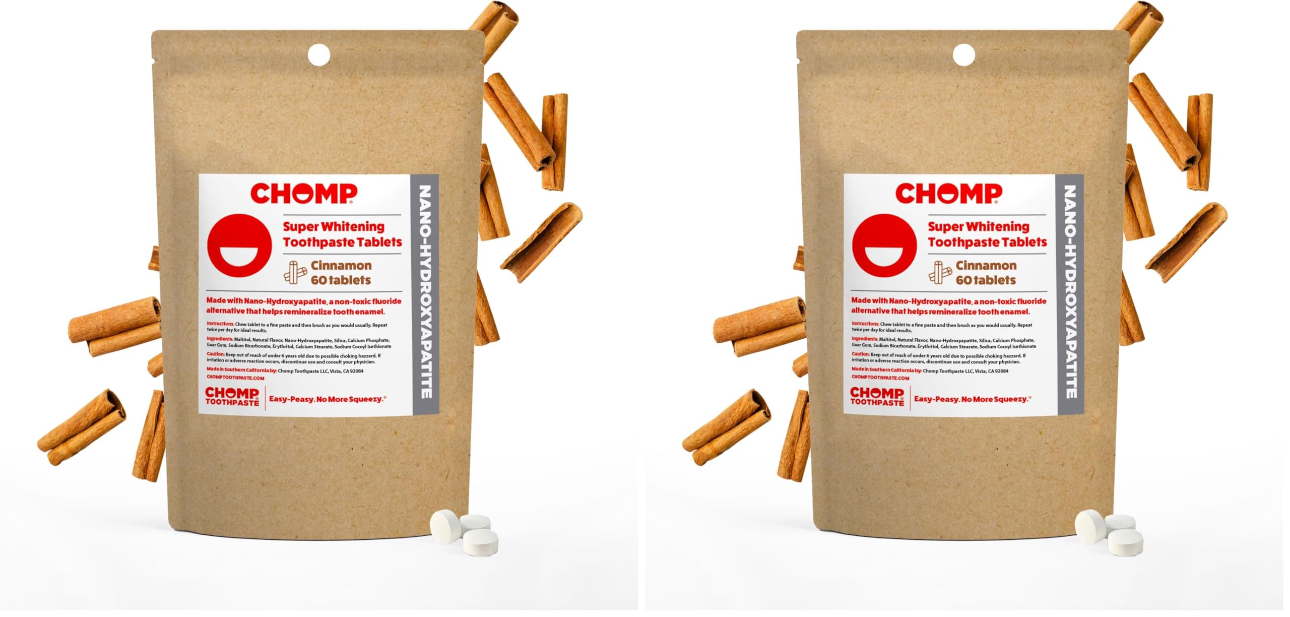 Chomp Cinnamon Toothpaste Tablets Refill Pack 2 hero image