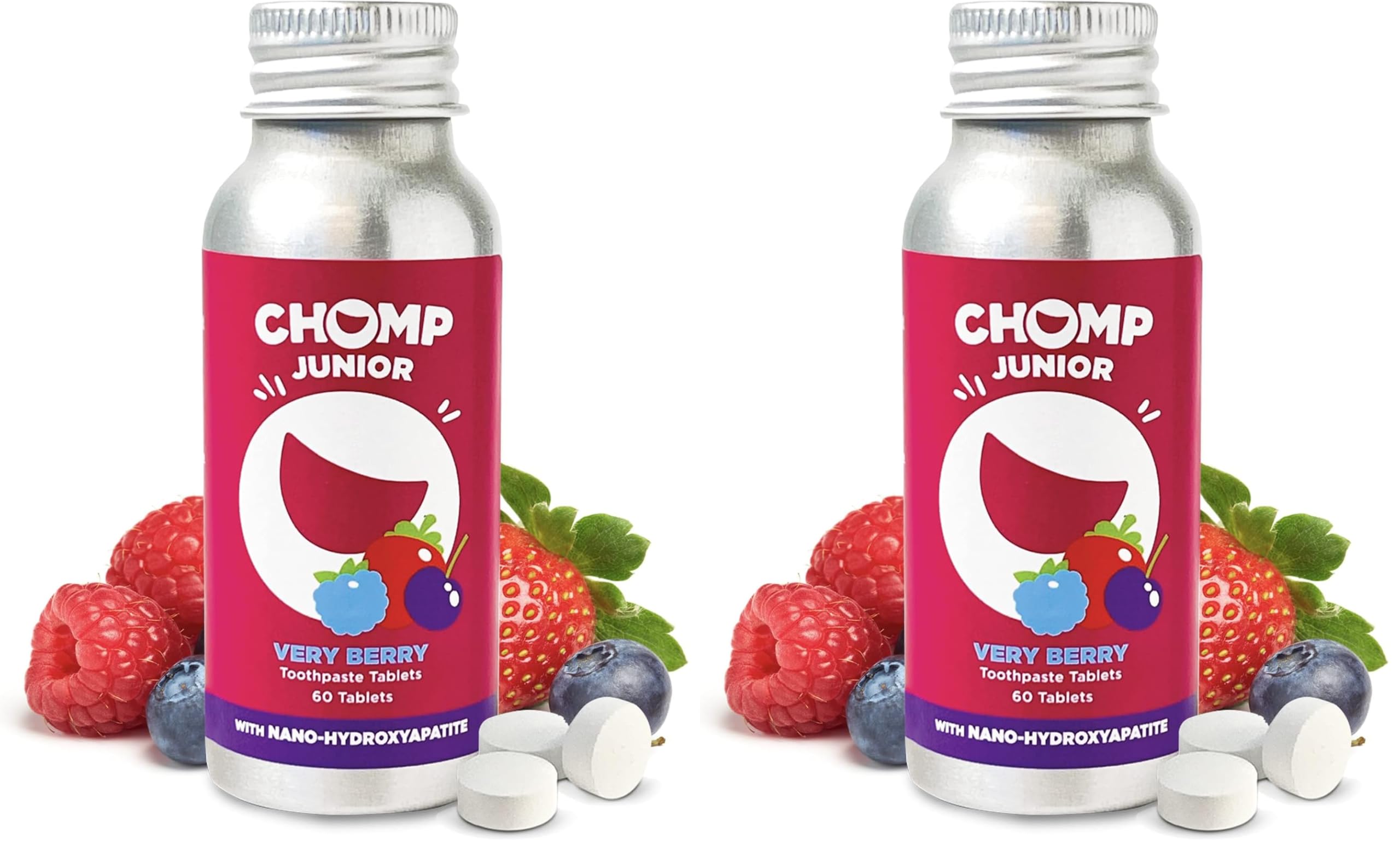 Chomp Junior Very Berry Toothpaste Tablets Pack 2 front view