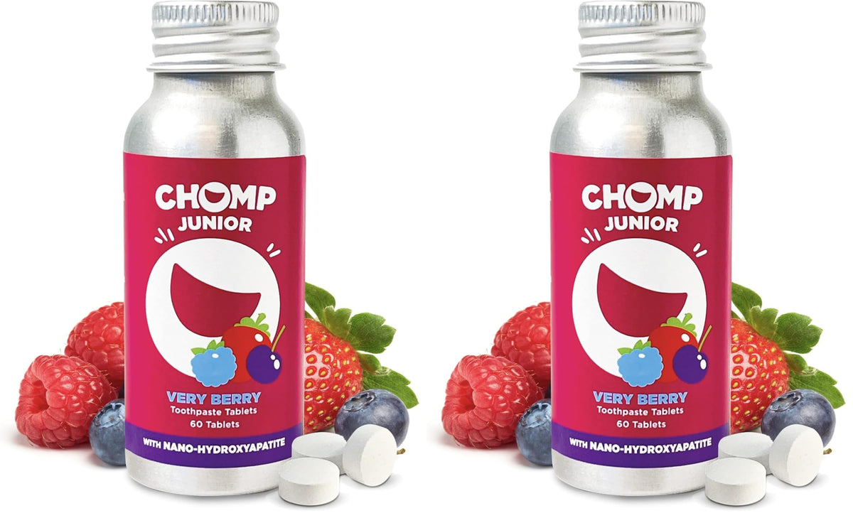 Chomp Junior Very Berry Toothpaste Tablets Pack 2 front view