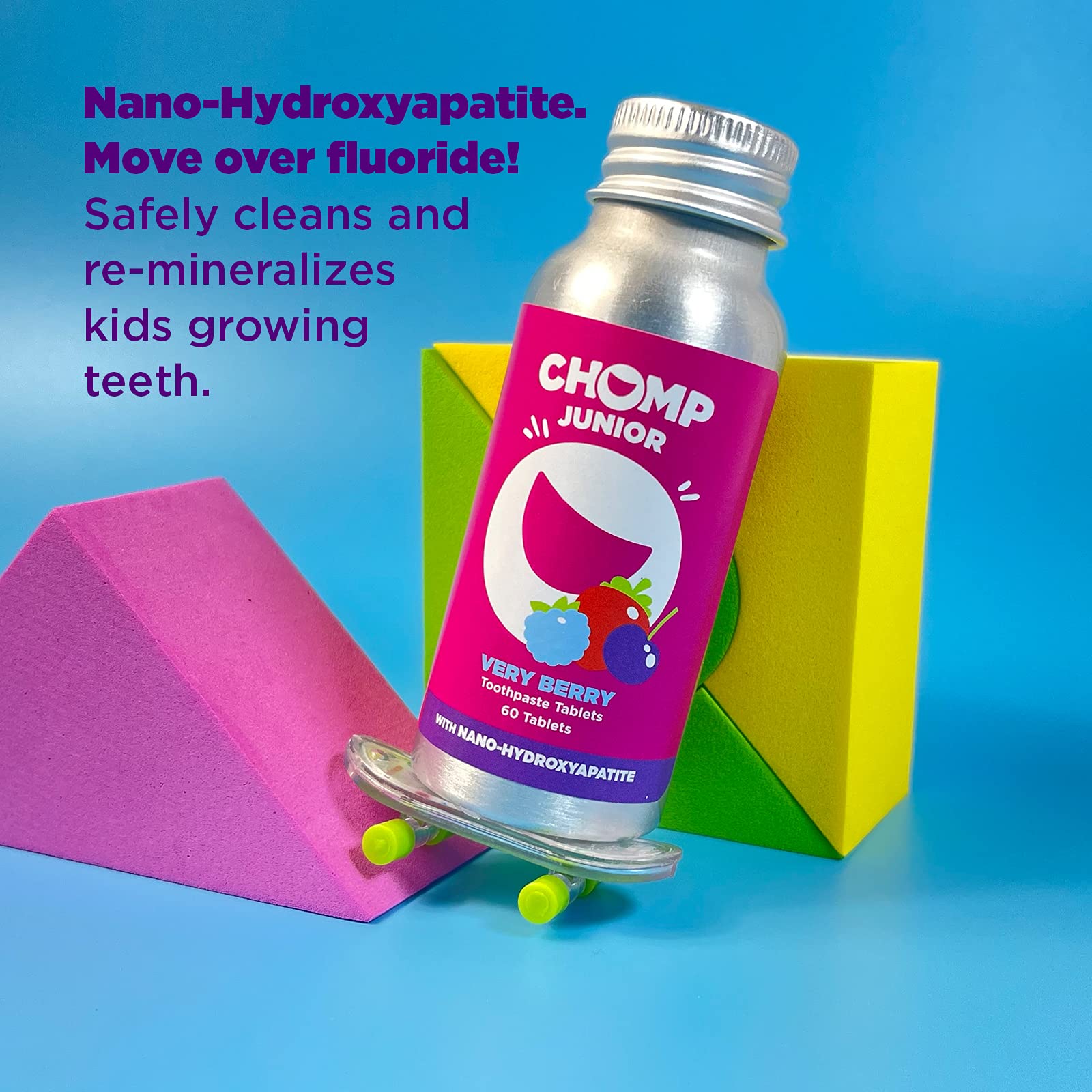 Close-up of a toothpaste tablet