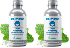 Front view of Chomp Super Whitening Toothpaste Tablets with nano hydroxyapatite (Pack of 2)