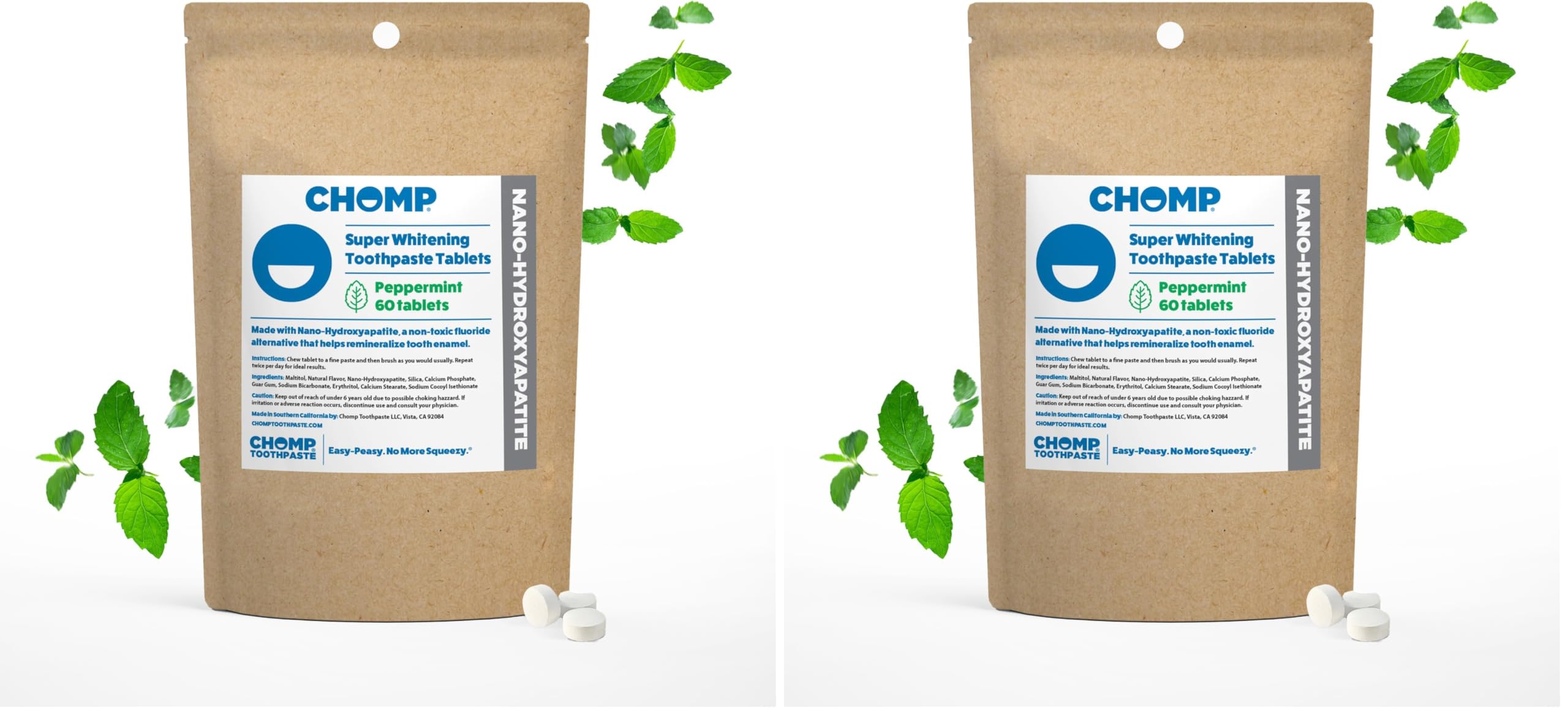 Chomp toothpaste tablets refill pack 2 — front view