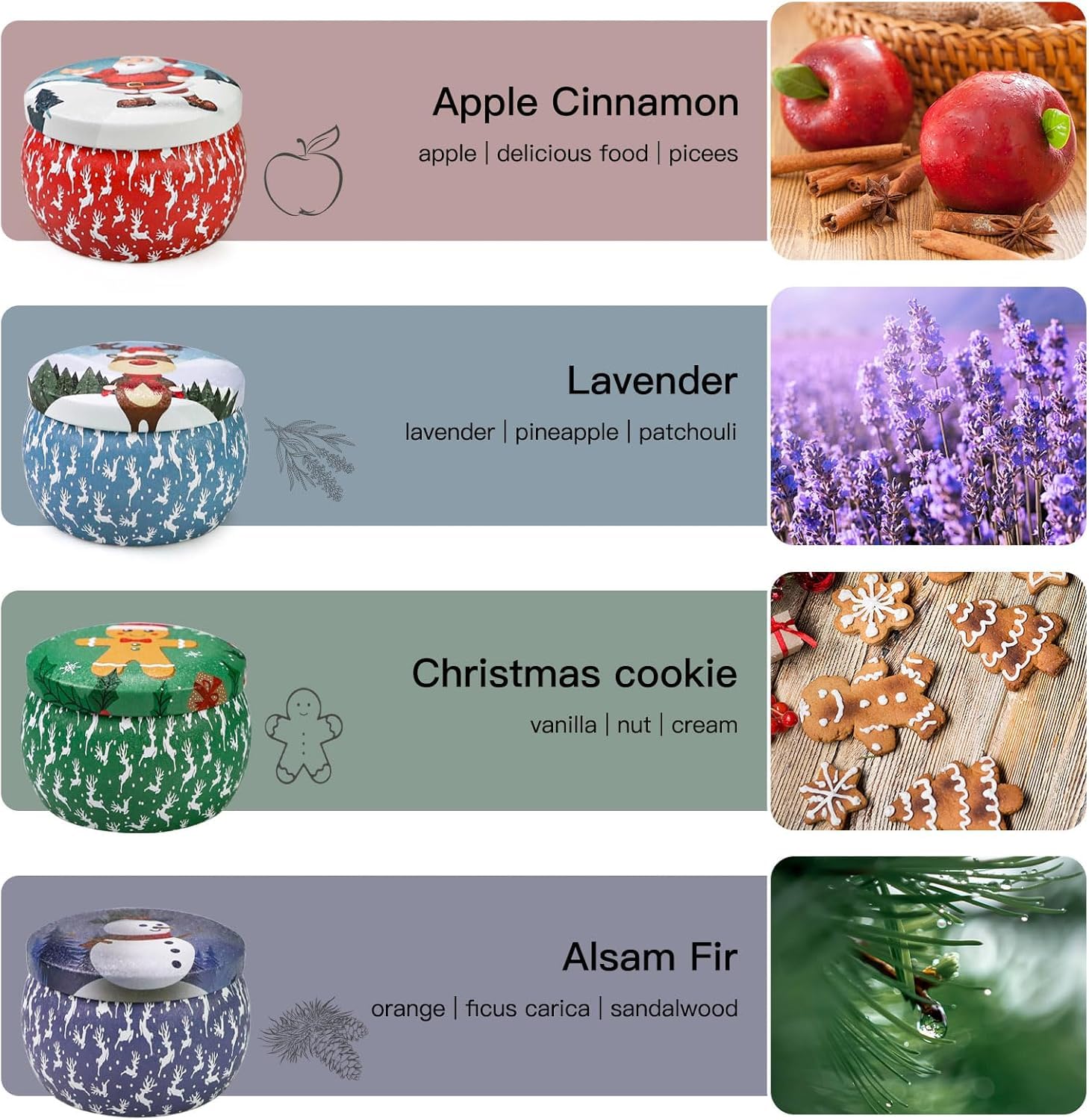 Holiday gift box with snowmen, reindeer, Christmas trees and Santa artwork
