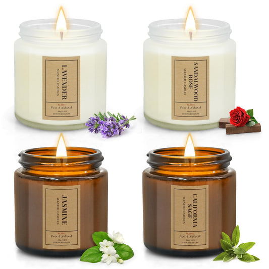 Christmas candle gift set in amber jars in kraft gift box