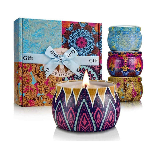 Festive decorative tin packaging for Christmas Candle Gift Set