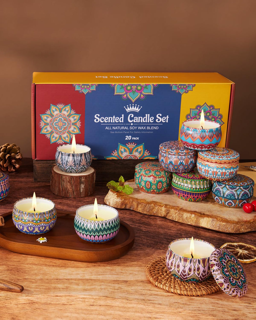 Aromatherapy candles creating a cozy holiday atmosphere