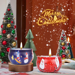 Sage & Sea Salt scented candle jar in Christmas packaging