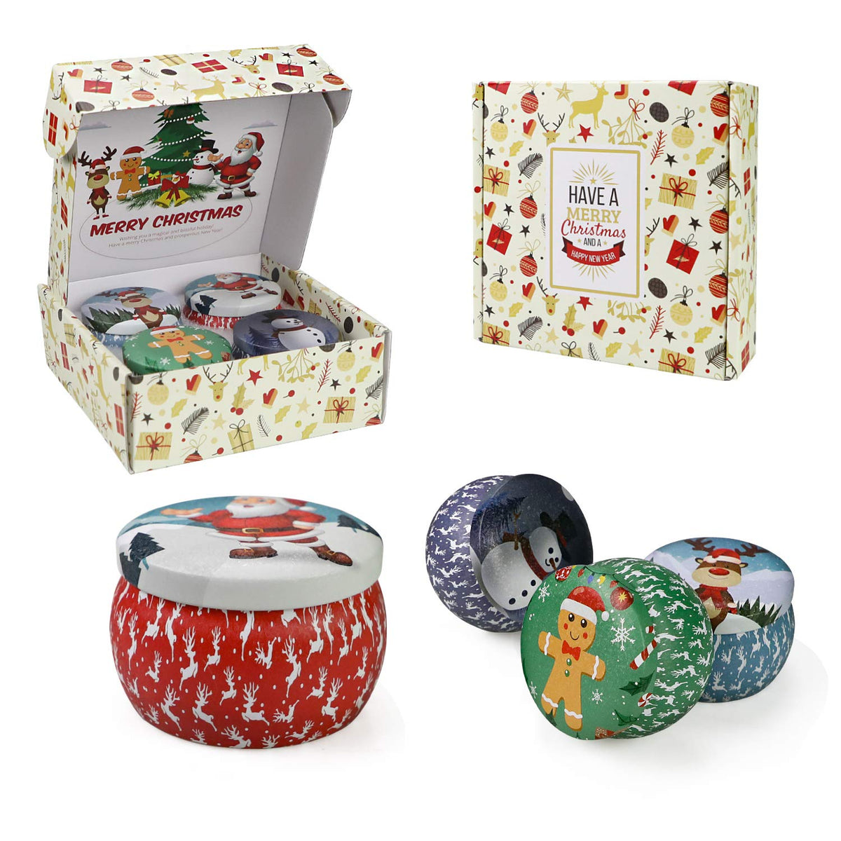 Apple & Cinnamon scented candle in Christmas gift box