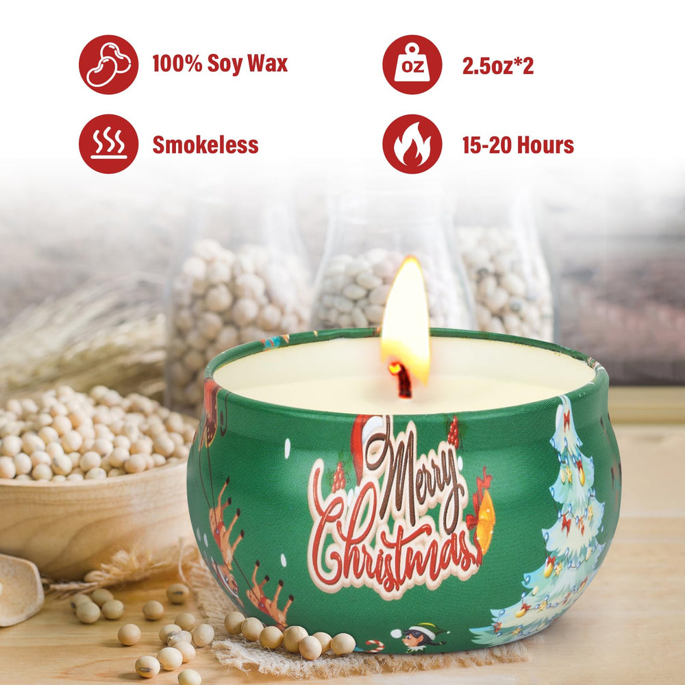 Decorative Christmas-pattern candle jar close-up