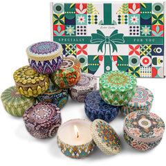 12-pack Christmas scented candle gift set tins