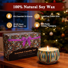 Gift box opened with twelve candles ready for gifting