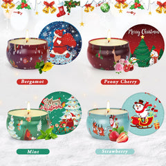 Bergamot and Strawberry scented candle in Christmas jar