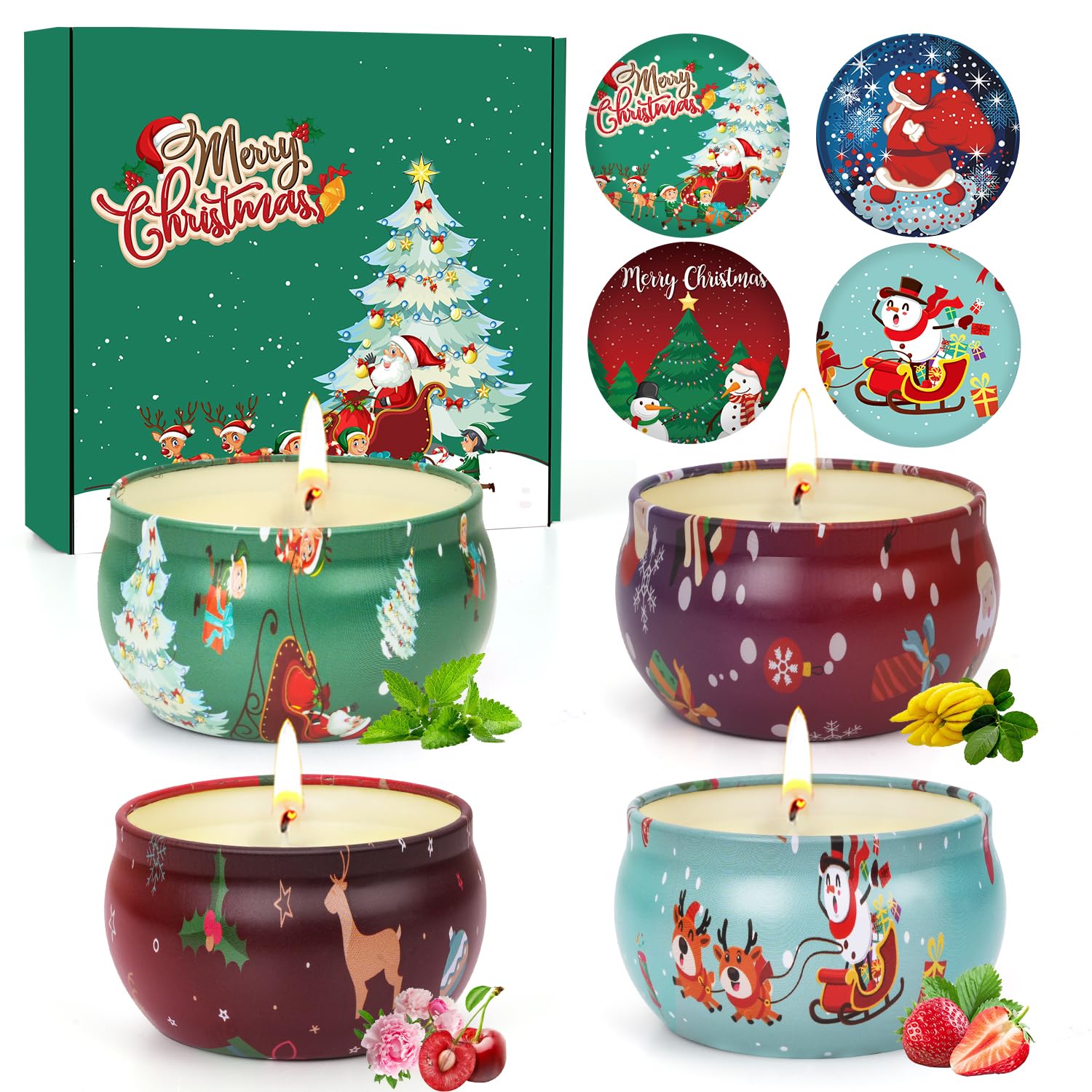 Christmas Candles Set jar with festive pattern - pattern 1