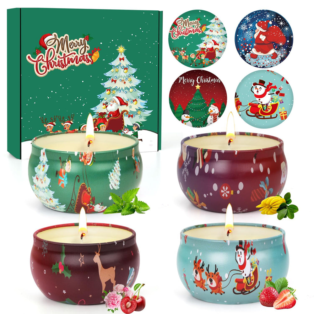 Christmas Candles Set jar with festive pattern - pattern 1