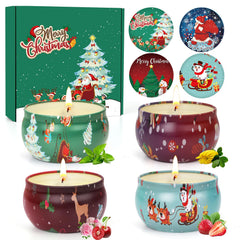 Christmas Candles Set jar with festive pattern - pattern 1