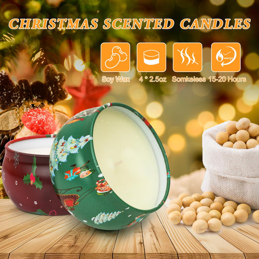 Christmas Candles Set jar with festive pattern - pattern 2