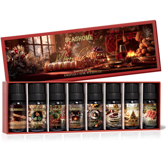 Christmas essential oils gift set with 8 x 10 ml bottles