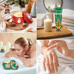 Relaxing spa gift set arranged with candles and creams