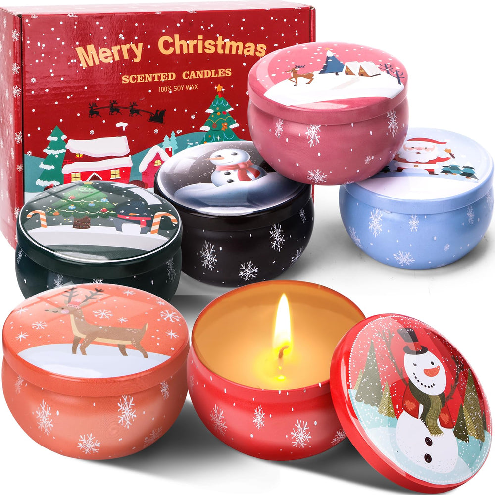 Six-pack Christmas scented candles gift set in red box