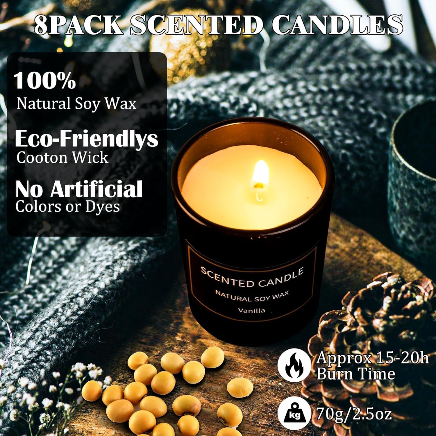 Elegant black gift box packaging for candle set