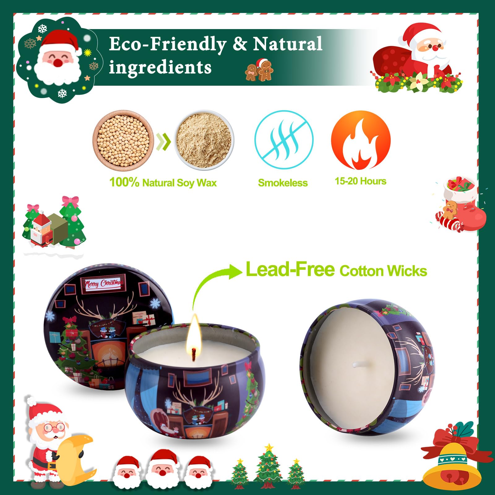 Assorted Christmas Scented Candles Gift Set - Hot Cocoa Cotton Candy fragrance