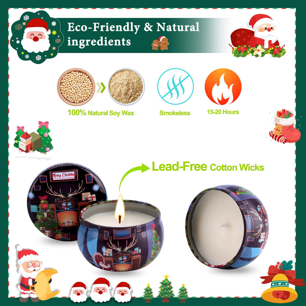 Assorted Christmas Scented Candles Gift Set - Hot Cocoa Cotton Candy fragrance