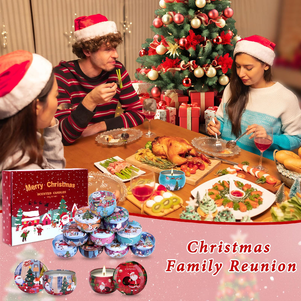 Assorted Christmas Scented Candles Gift Set - Red Wine Rose fragrance