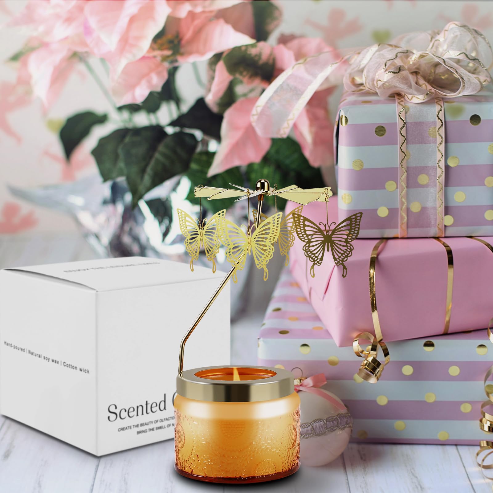 Rotatable candle displayed for Christmas and Thanksgiving decor