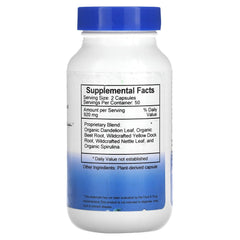 Herbal ingredients for natural iron: Yellow Dock Root, Dandelion Root, and Nettle Leaf