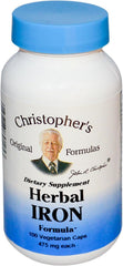 Christopher's Original Formulas Herbal Iron Formula bottle with 100 vegetarian capsules