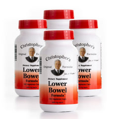 Christopher's Original FormulasLower Bowel Cleanse bottle front with herbal capsules for easy digestion.