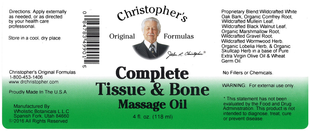 Made in USA label on Christopher's Original Formulas massage oil bottle