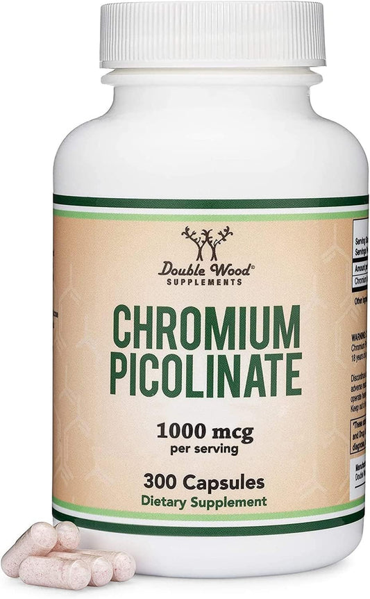 Chromium Picolinate 1000mcg bottle label - Double Wood Supplements