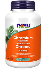 NOW Foods Chromium Picolinate 200 mcg Insulin Co-Factor vegan capsules bottle