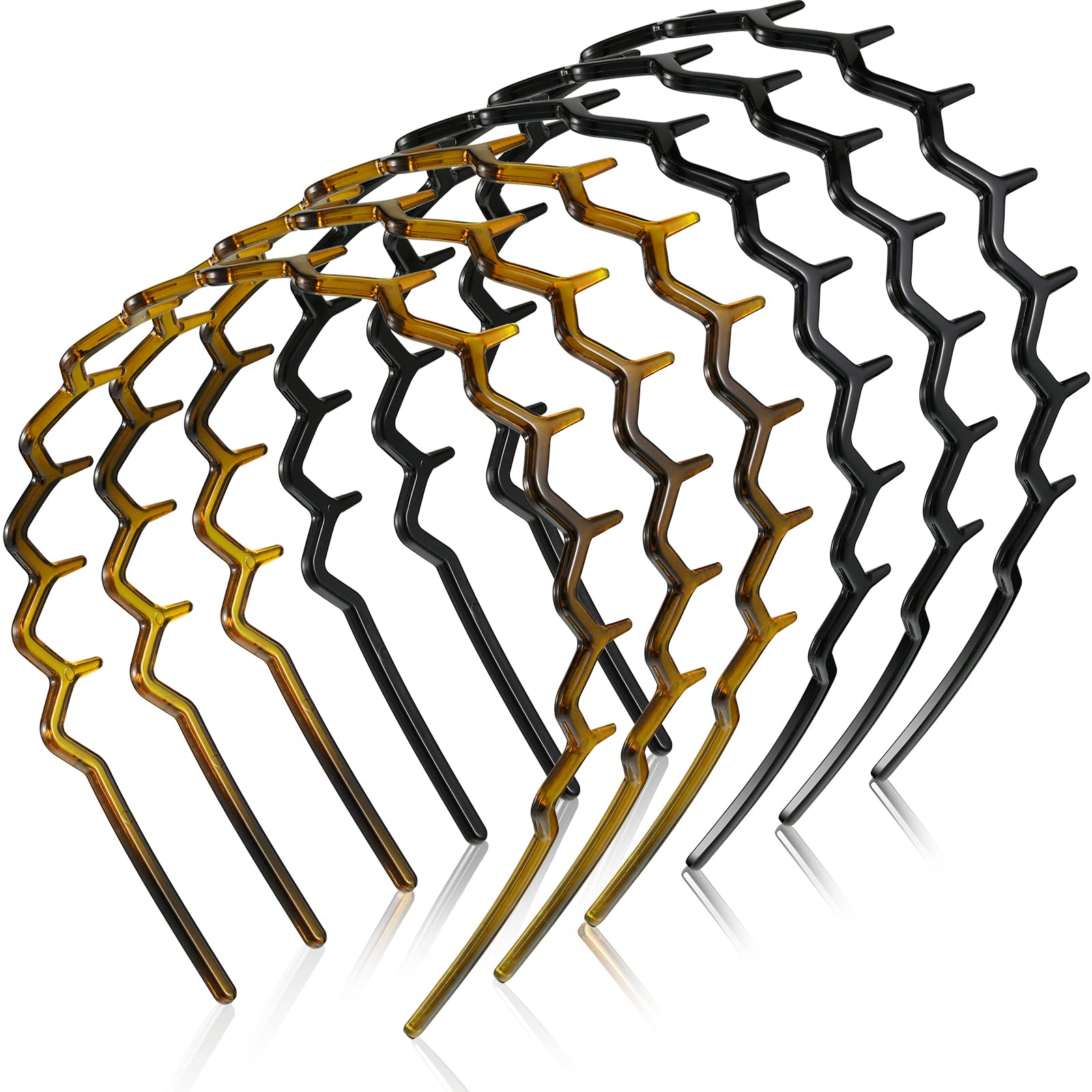 Chuangdi 6-piece zigzag headbands in black and brown for versatile styling.
