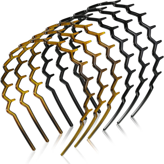 Chuangdi 6-piece zigzag headbands in black and brown for versatile styling.