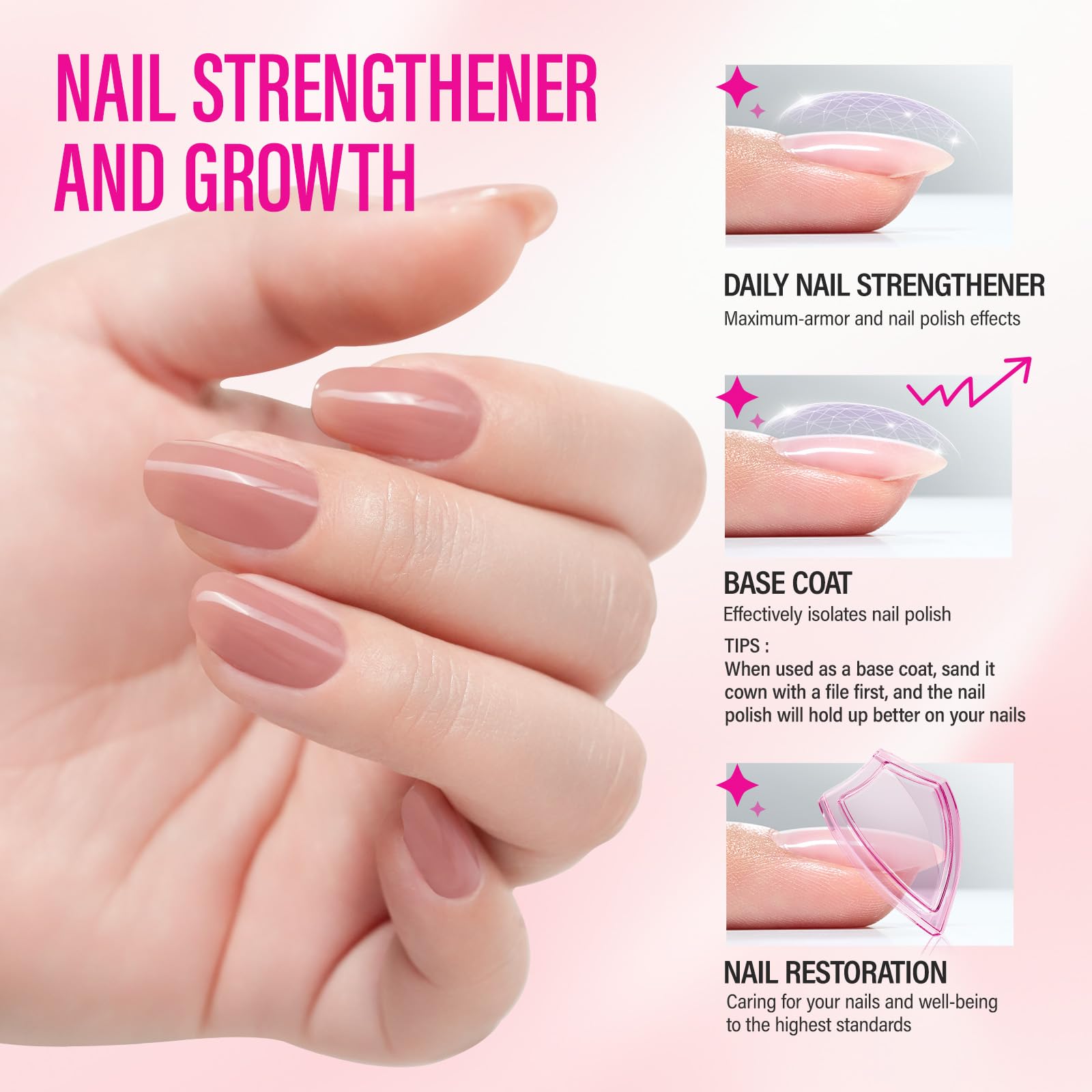 CHUCHU dusty peach base coat image highlights integrated base coat, ridge filler, and color finish.