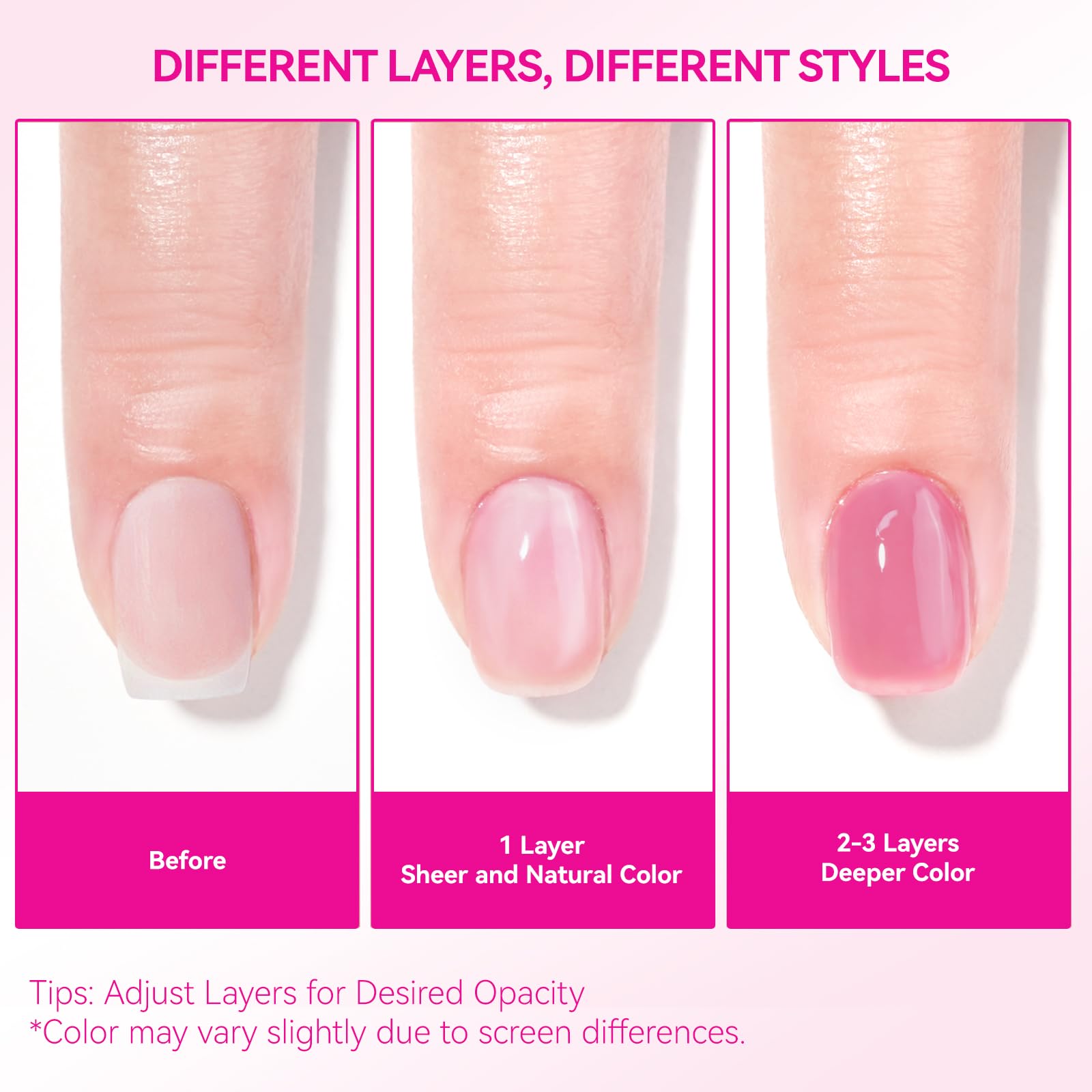 Close-up of CHUCHU protein-growth formula on nails.