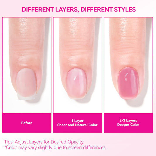 Close-up of CHUCHU protein-growth formula on nails.