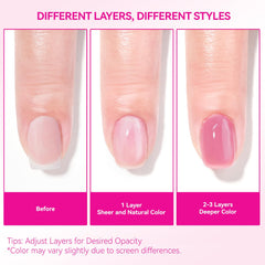 Close-up of CHUCHU protein-growth formula on nails.